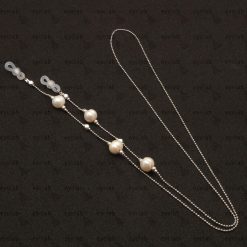 Λεπτή μεταλλική ασημί αλυσίδα για γυαλιά με μαργαριτάρια pearls