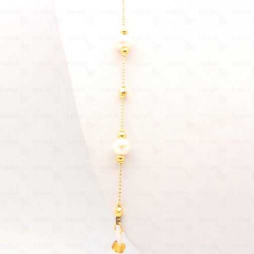 Λεπτή μεταλλική χρυσή αλυσίδα για γυαλιά με μαργαριτάρια pearls